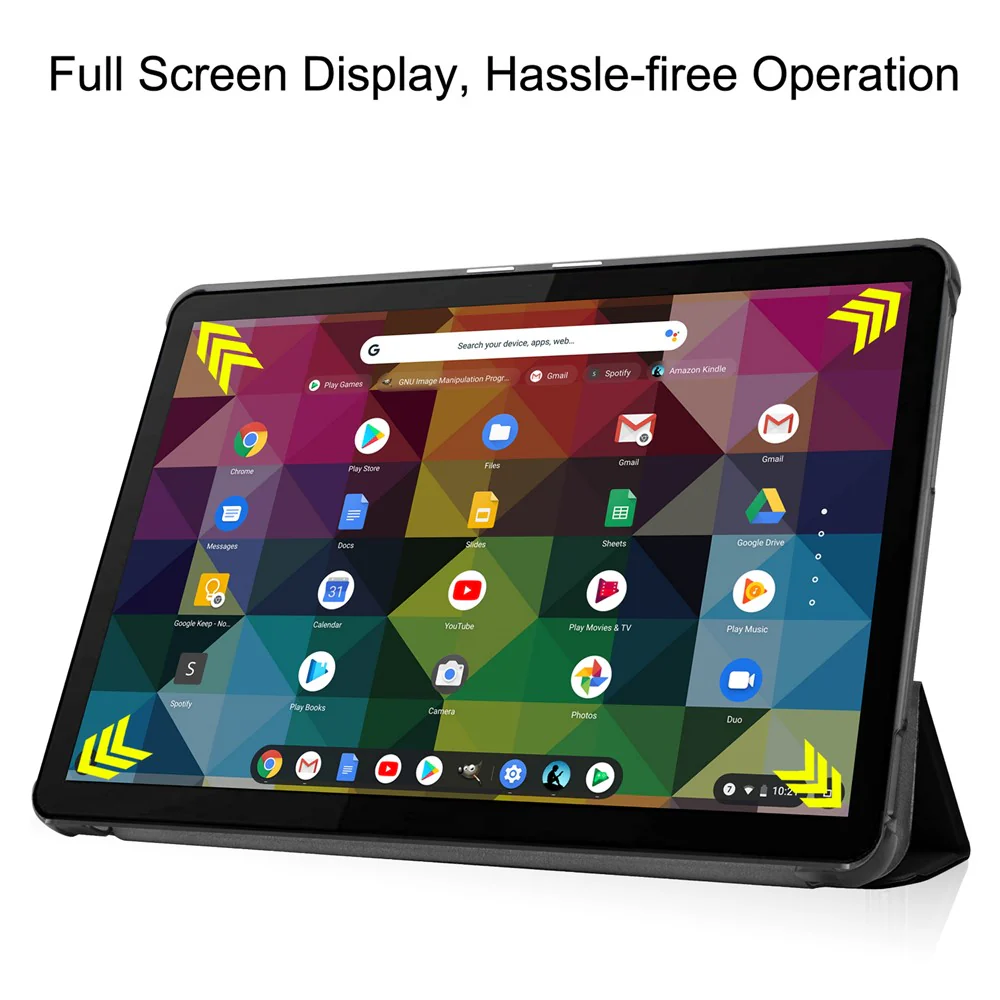 Litch Skin PU Leather Tri-fold Stand Shell for Lenovo Chromebook Duet Tablet Case - Black - Image 7