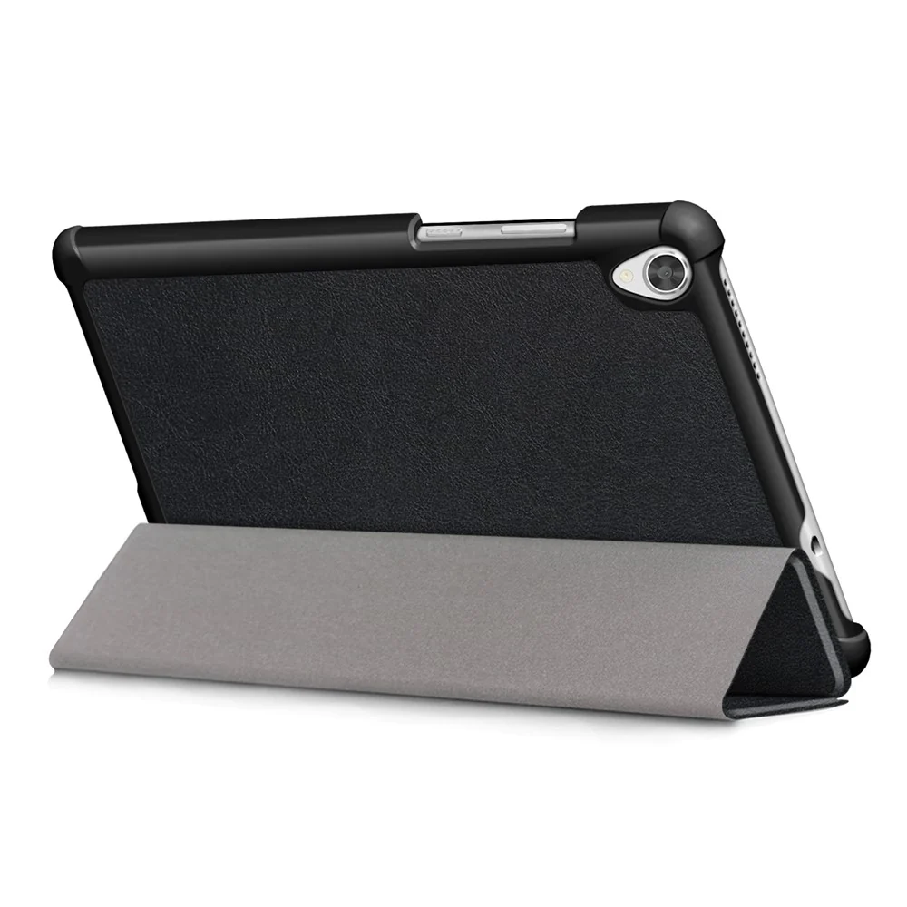 Litch Skin PU Leather Tri-fold Stand Tablet Case for Lenovo Tab M8 TB-8505 - Black - Image 7