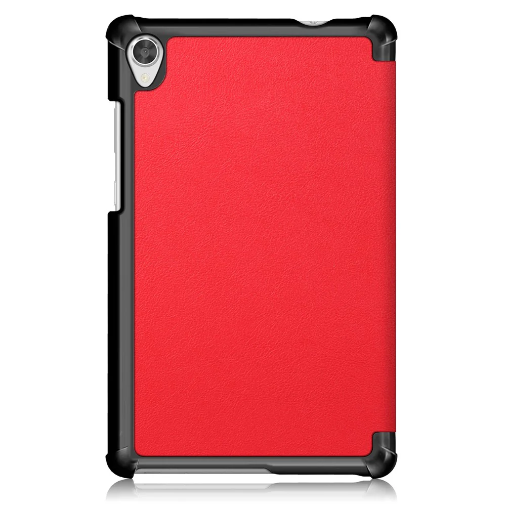 Litch Skin PU Leather Tri-fold Stand Tablet Case for Lenovo Tab M8 TB-8505 - Red - Image 3
