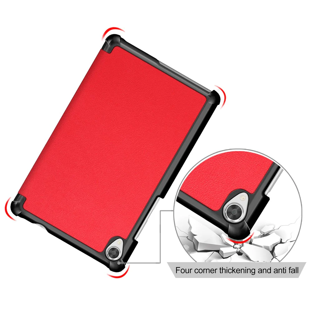 Litch Skin PU Leather Tri-fold Stand Tablet Case for Lenovo Tab M8 TB-8505 - Red - Image 5