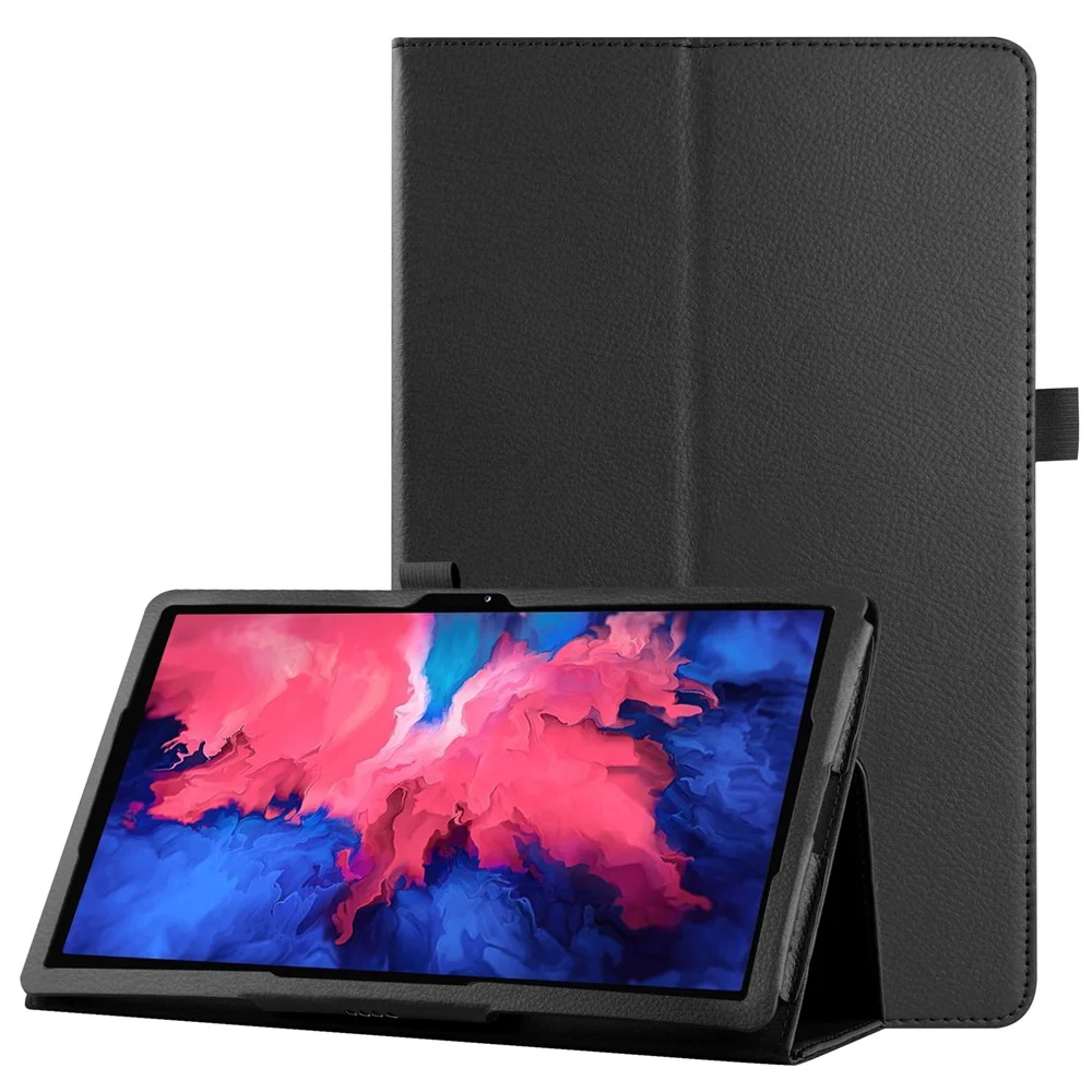 Litchi Texture Leather Tablet Case with Stand for Lenovo Tab P11 / P11 5G 11 inch TB-J606F / J606X - Black
