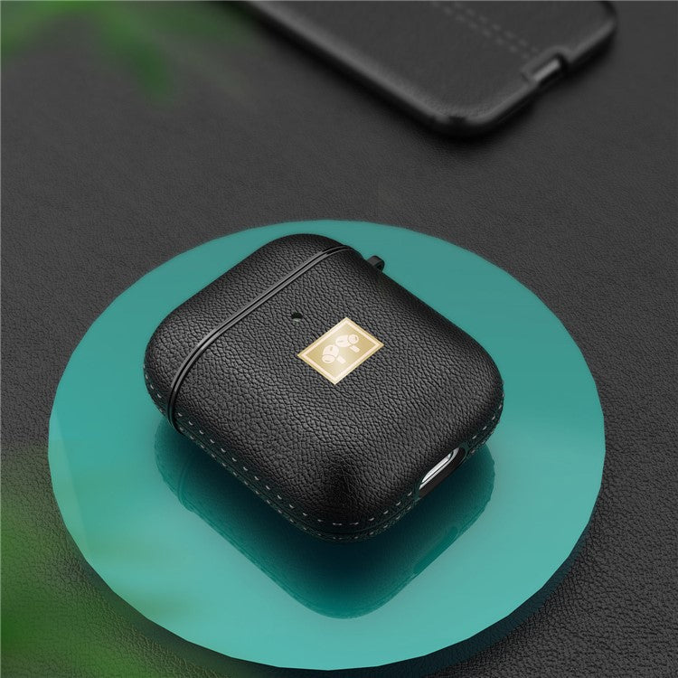 Litchi Texture PU Leather Coated TPU Earphone Protective Case Cover for AirPods with Charging Case (2019)/AirPods with Wireless Charging Case (2019) - Black - Image 3