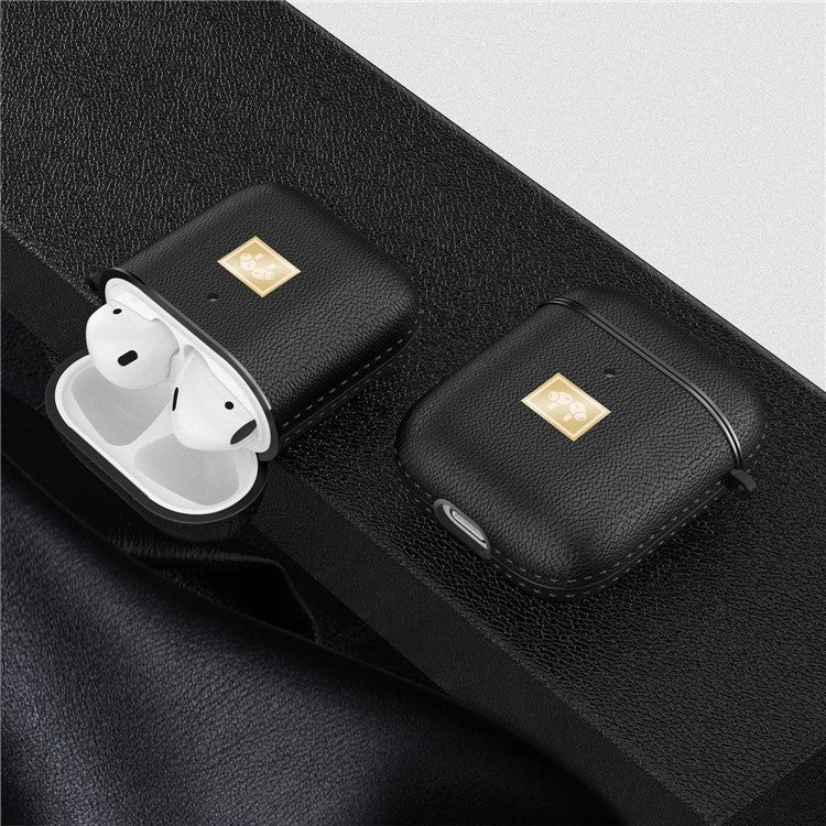 Litchi Texture PU Leather Coated TPU Earphone Protective Case Cover for AirPods with Charging Case (2019)/AirPods with Wireless Charging Case (2019) - Black - Image 7