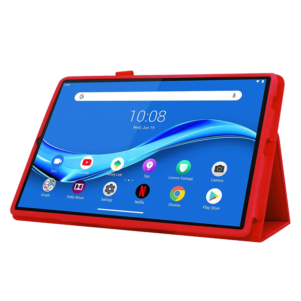 Litchi Texture PU Leather Tablet Case Cover with Stand for Lenovo Tab M10 HD Gen 2 - Red - Image 3