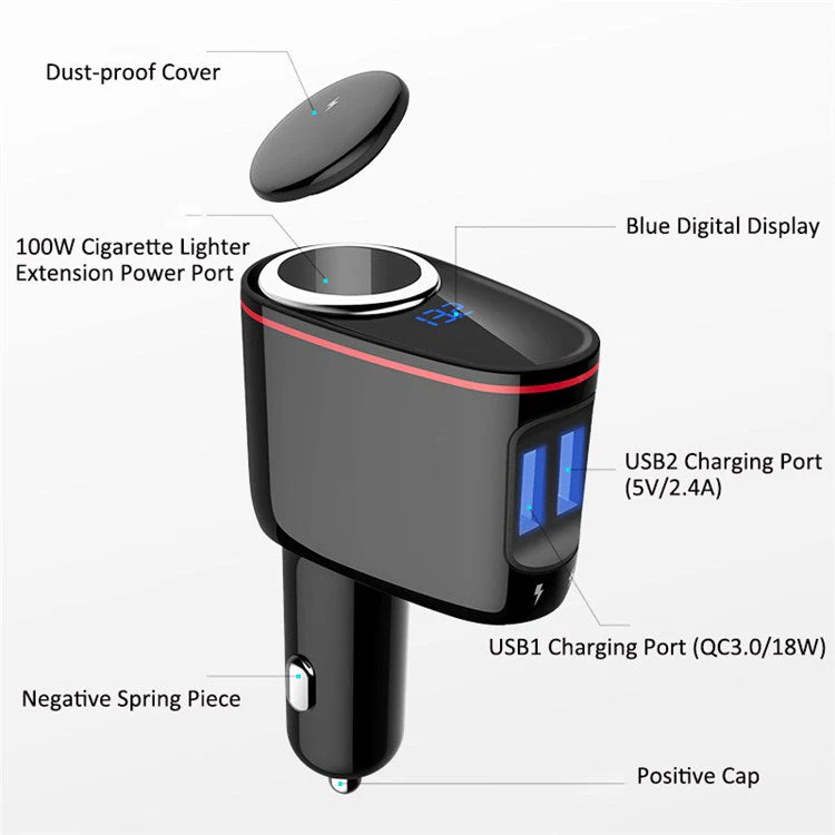 LOHEE S-06A Dual USB Car Charger Voltage Detection Cigarette Lighter Socket Charge Adapter - Image 6