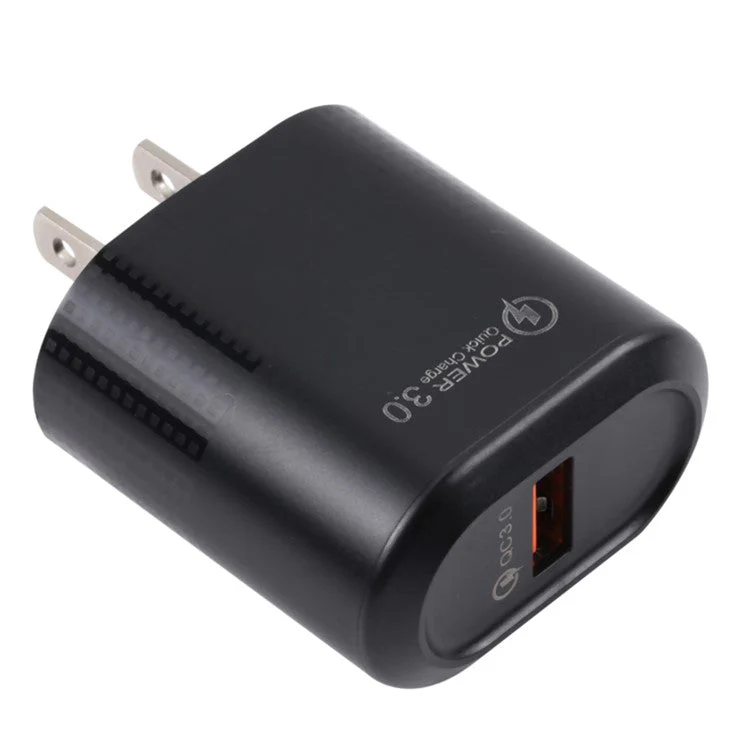 LZ-2117 18W QC3.0 3.1A USB Single Port Wall Charger Phone Tablet Fast Charging Adapter - Black / US Plug - Image 3