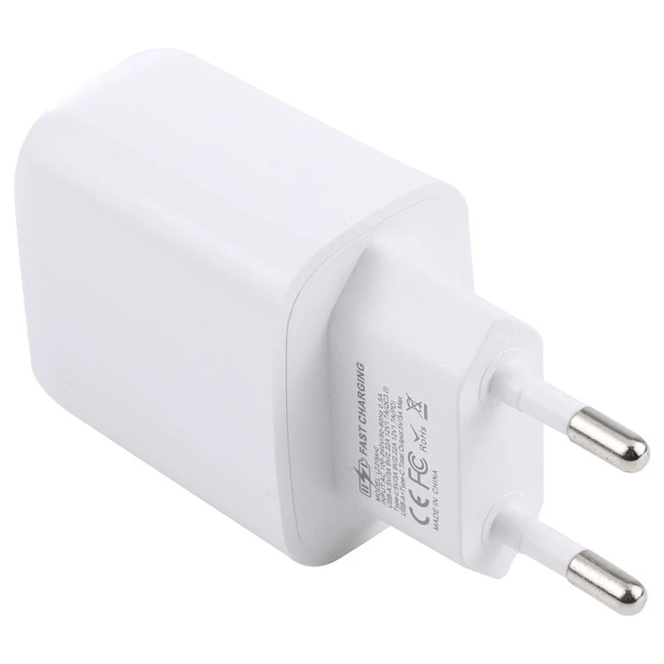 LZ-215A+C 20W QC3.0 USB + PD3.0 Type-C Dual Ports Fast Charging Travel Charger Power Adapter - EU Plug - Image 2