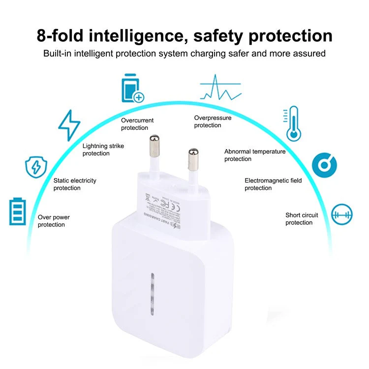 LZ-822A+C PD 20W Type-C QC3.0 USB Fast Charging Travel Wall Charger - EU Plug - Image 2