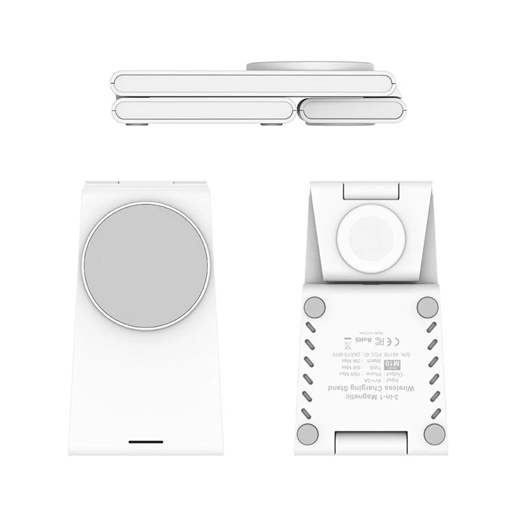 M10 3-in-1 Magnetic Wireless Charger for iPhone 12 / 13 / 14 / 15 Series Compatible with MagSafe 15W Folding Charging Station - White - Image 7