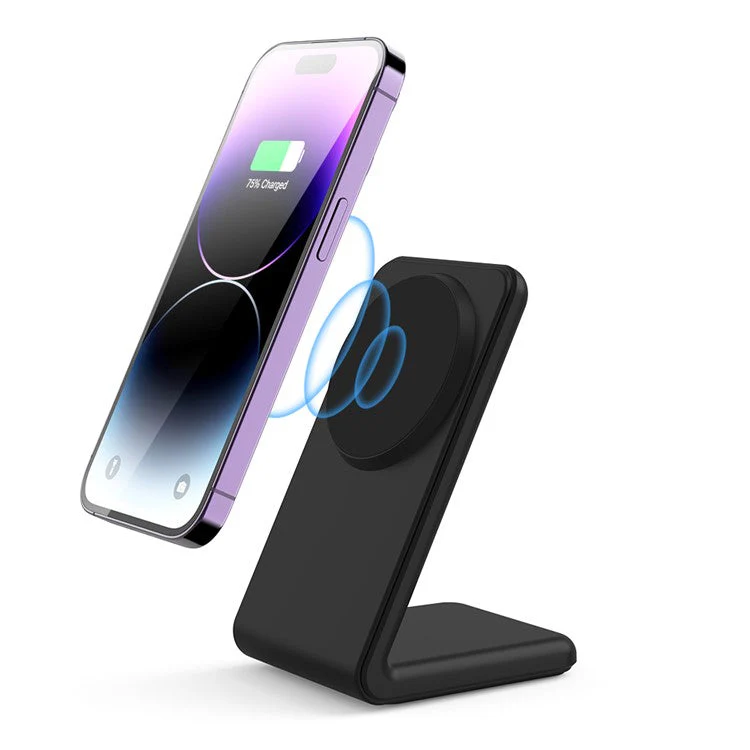M2 15W Wireless Charging Stand for iPhone 12 / 13 / 14 / 15 Series Magnetic Wireless Charger (CE FCC ROHS UKCA) - Black - Image 2