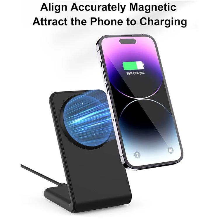 M2 15W Wireless Charging Stand for iPhone 12 / 13 / 14 / 15 Series Magnetic Wireless Charger (CE FCC ROHS UKCA) - White - Image 4