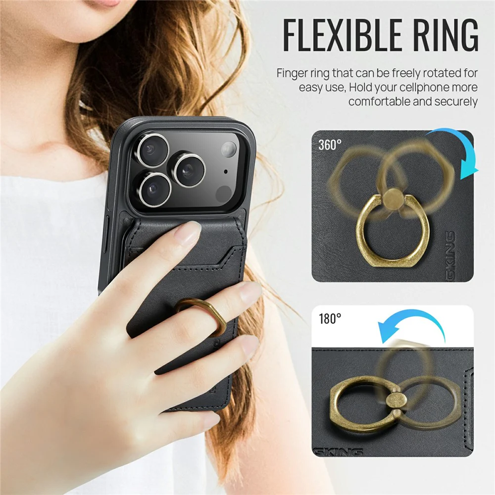 MAGKING K1 Series For iPhone 17 Pro Max Magnetic Case PC + TPU + PU Phone Cover with Card Holder - Black - Image 7