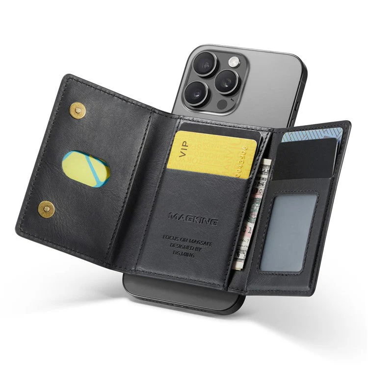 MAGKING K2 Kickstand Magnetic Card Holder Compatible with MagSafe RFID Blocking Cell Phone Wallet - Black - Image 2