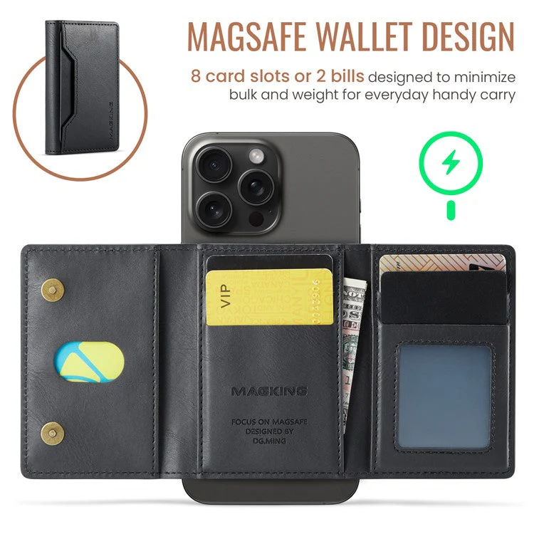 MAGKING K2 Kickstand Magnetic Card Holder Compatible with MagSafe RFID Blocking Cell Phone Wallet - Black - Image 4