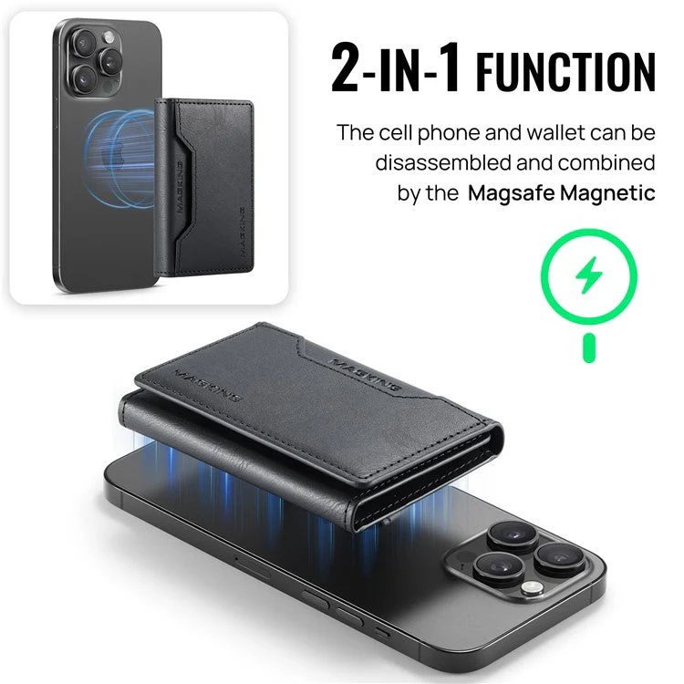 MAGKING K2 Kickstand Magnetic Card Holder Compatible with MagSafe RFID Blocking Cell Phone Wallet - Black - Image 7