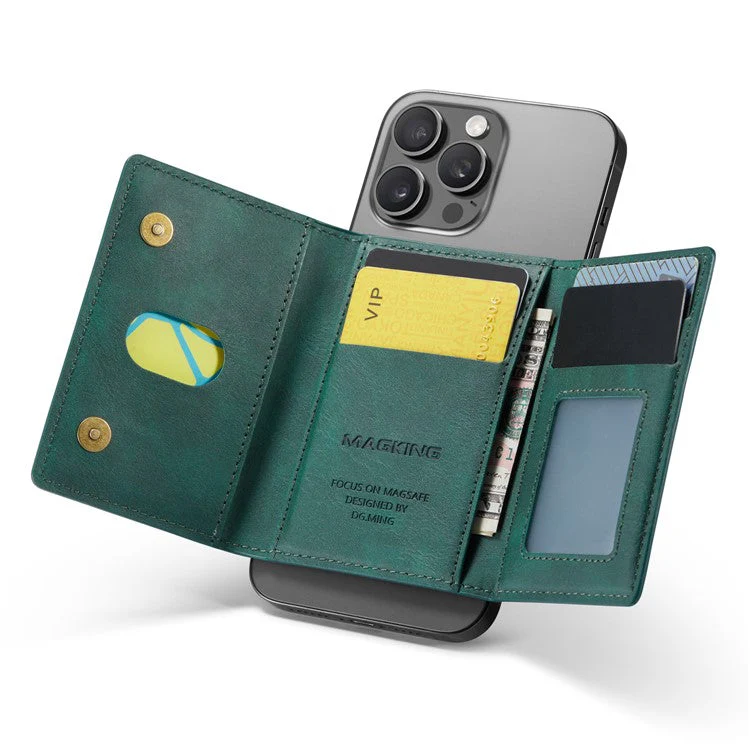 MAGKING K2 Kickstand Magnetic Card Holder Compatible with MagSafe RFID Blocking Cell Phone Wallet - Green - Image 2