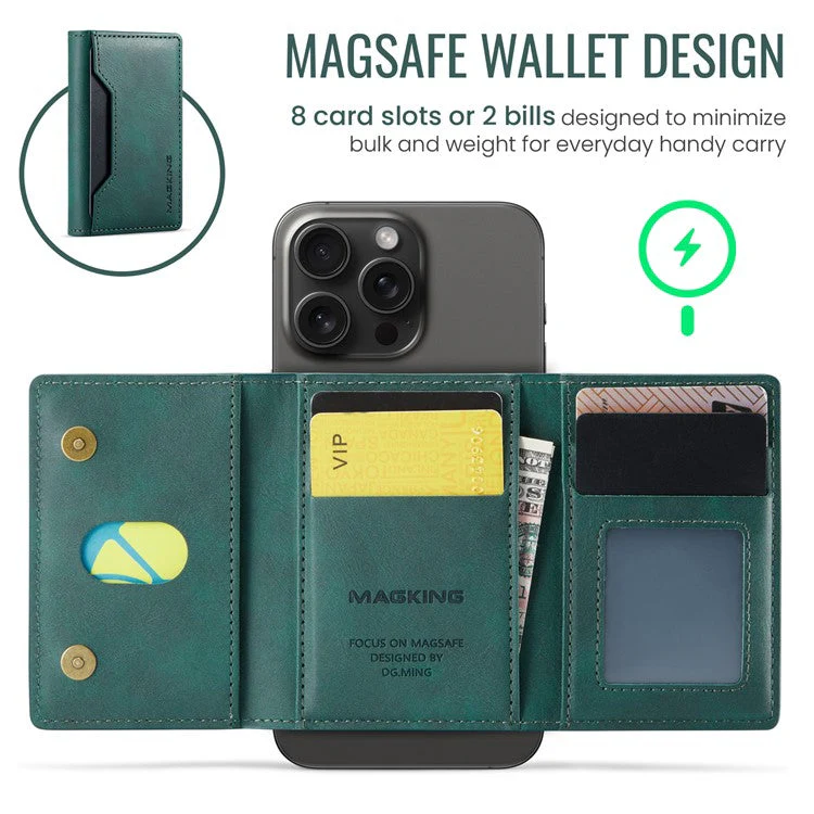 MAGKING K2 Kickstand Magnetic Card Holder Compatible with MagSafe RFID Blocking Cell Phone Wallet - Green - Image 4