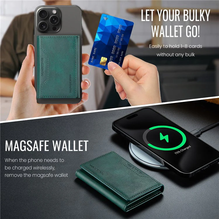 MAGKING K2 Kickstand Magnetic Card Holder Compatible with MagSafe RFID Blocking Cell Phone Wallet - Green - Image 7