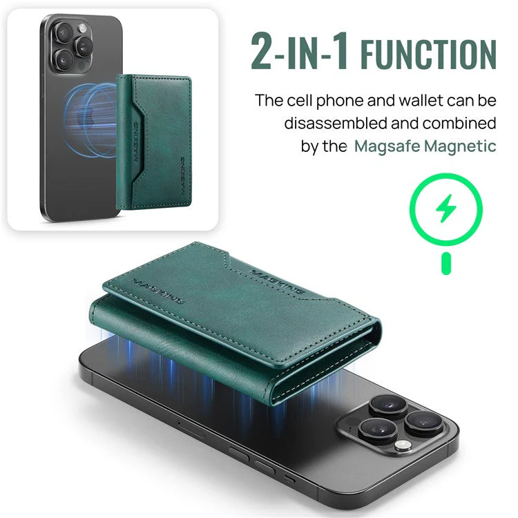 MAGKING K2 Kickstand Magnetic Card Holder Compatible with MagSafe RFID Blocking Cell Phone Wallet - Green - Image 8