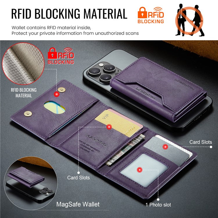 MAGKING K2 Kickstand Magnetic Card Holder Compatible with MagSafe RFID Blocking Cell Phone Wallet - Purple - Image 6
