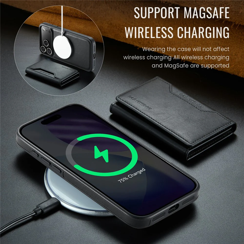 MAGKING K2 Series For iPhone 17 Pro Max Case Compatible with MagSafe PC + TPU + PU Phone Cover - Black - Image 6