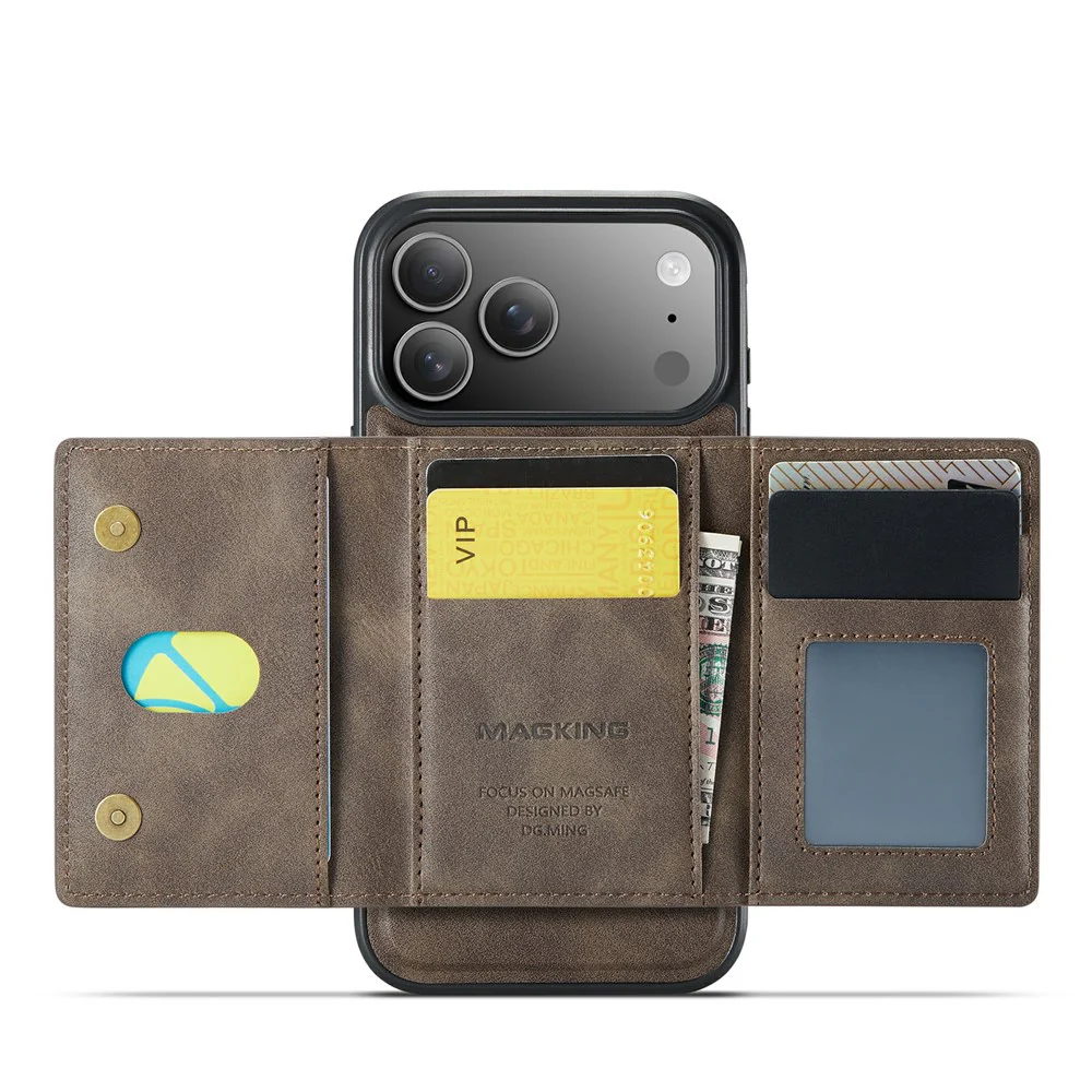 MAGKING K2 Series For iPhone 17 Pro Max Case Compatible with MagSafe PC + TPU + PU Phone Cover - Coffee - Image 2