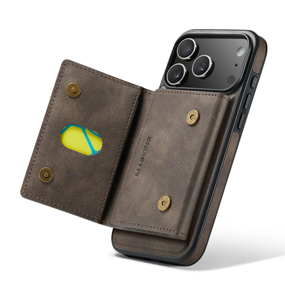 MAGKING K2 Series For iPhone 17 Pro Max Case Compatible with MagSafe PC + TPU + PU Phone Cover - Coffee - Image 3