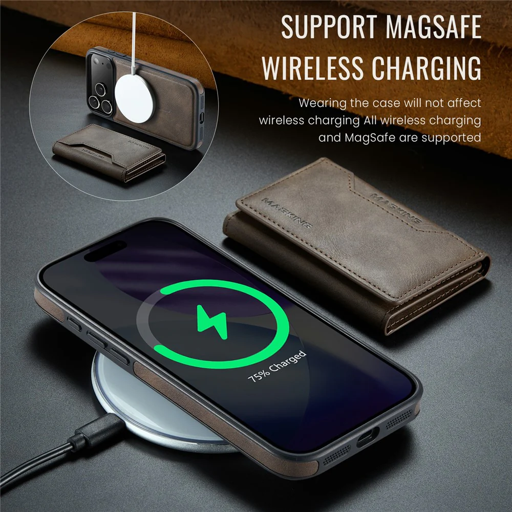 MAGKING K2 Series For iPhone 17 Pro Max Case Compatible with MagSafe PC + TPU + PU Phone Cover - Coffee - Image 6