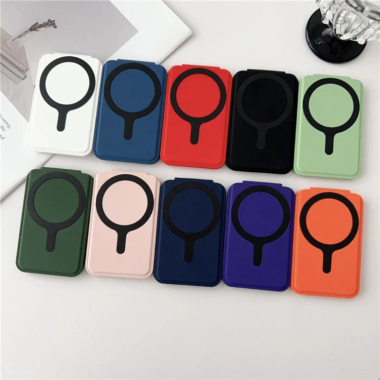Magnetic Card Holder for iPhone 16 Series Mirror Design Kickstand Silicone Phone Card Bag - Dark Blue - Image 7