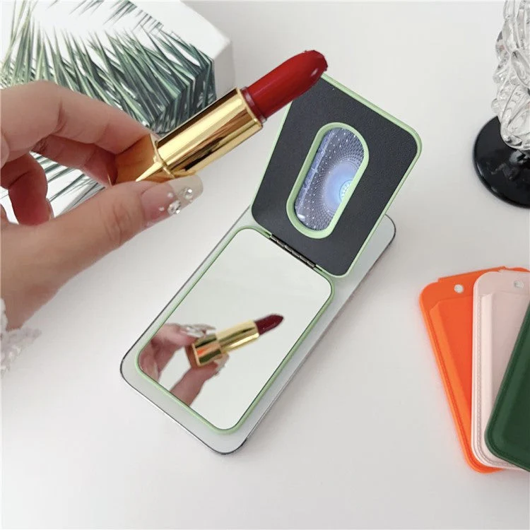 Magnetic Card Holder for iPhone 16 Series Mirror Design Kickstand Silicone Phone Card Bag - White - Image 4