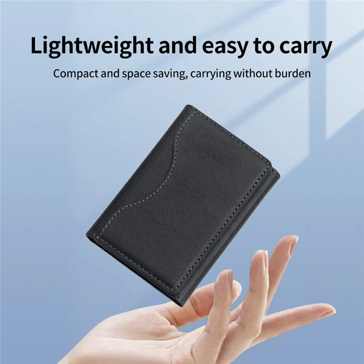 Magnetic Card Holder PU Leather Tri-fold Phone Card Wallet with Kickstand Function - Green - Image 6