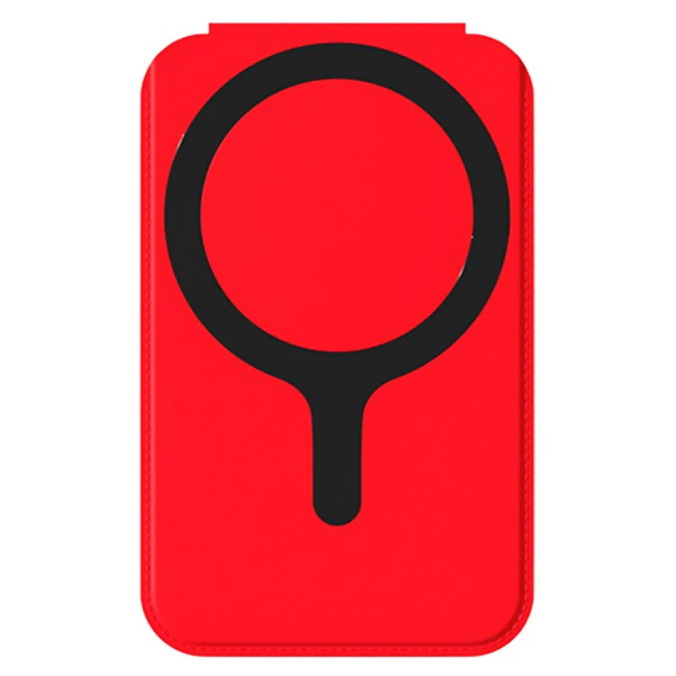 Magnetic Folding Phone Kickstand with Mirror, Lightweight Thin Cell Phone Stick on Card Holder - Red