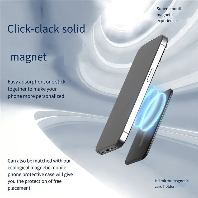 Magnetic Folding Phone Kickstand with Mirror, Lightweight Thin Cell Phone Stick on Card Holder - Sky Blue - Image 5