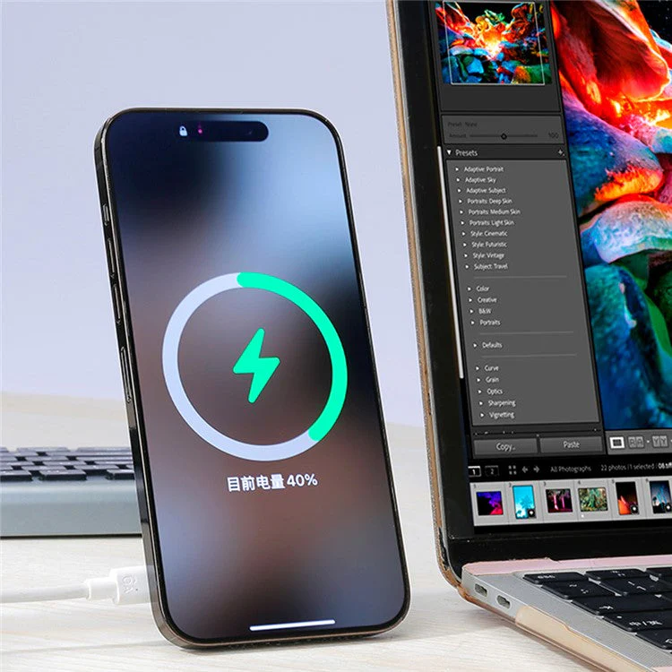 Magnetic Wireless Charger 4-in-1 15W Fast Wireless Charging Station with Kickstand / Card Holder (NO CE Certificated) - Blue - Image 3