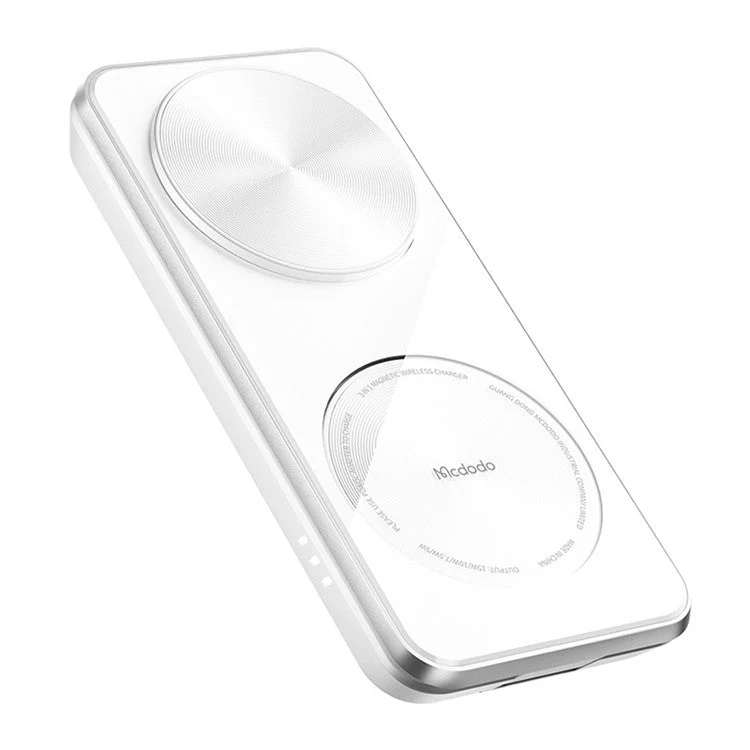 MCDODO CH-115 3-in-1 Magnetic Wireless Charger Strong Adsorption Folding Fast Charging Stand iPhone 12 / 13 / 14 Series Mobile Phones - White - Image 2