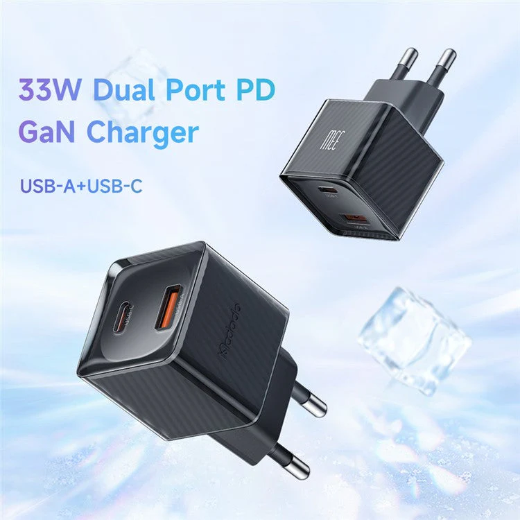 MCDODO CH-415 33W GaN USB+Type-C EU Plug Wall Charger Fireproof PC Phone Tablet Power Adapter - Black - Image 2