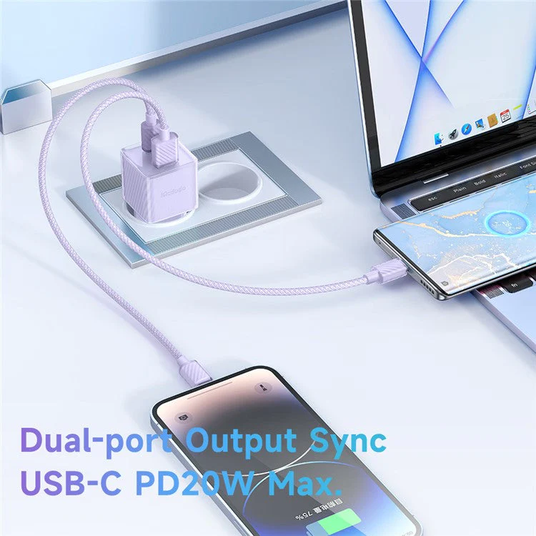 MCDODO CH-415 33W GaN USB+Type-C EU Plug Wall Charger Fireproof PC Phone Tablet Power Adapter - Purple - Image 4