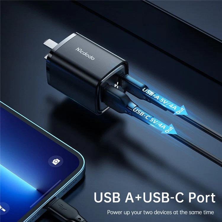 MCDODO Graphite Series 33W USB-A + Type-C Digital Display Dual Port Fast Charging Adapter Wall Charger - CN Standard Plug - Image 5
