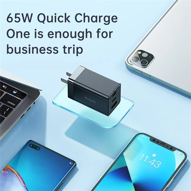 MCDODO MDD 65W GaN5 Mini Fast Charger USB + Dual Type-C Travel Power Adapter - CN Standard Plug - Image 7
