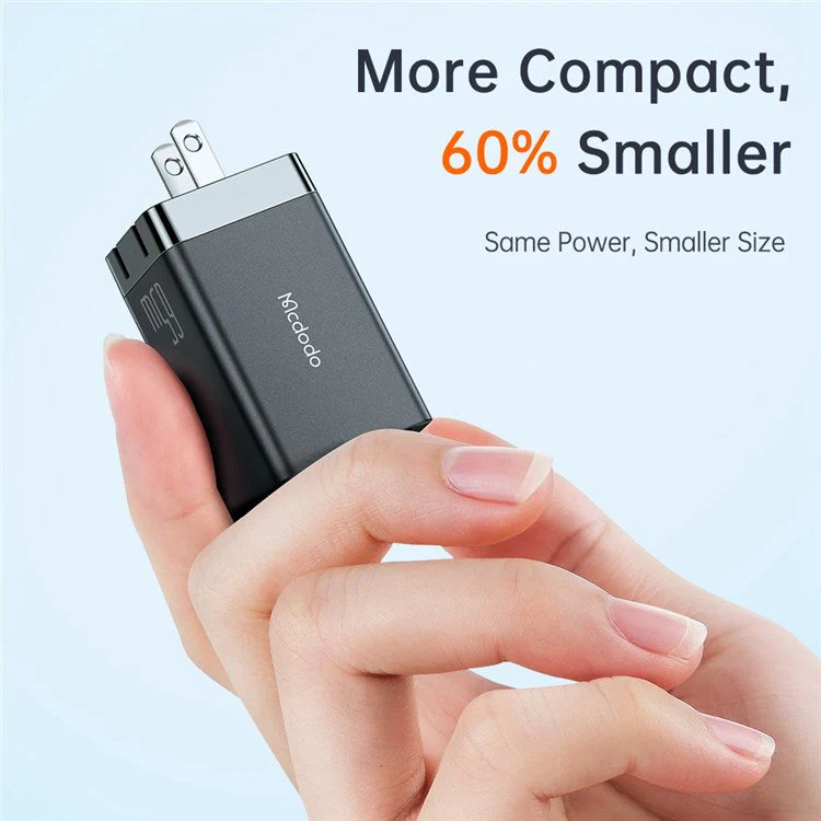 MCDODO MDD 65W GaN5 Mini Fast Charger USB + Dual Type-C Travel Power Adapter - US Plug - Image 5
