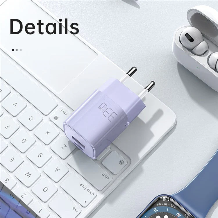 MCDODO MDD Nano Series PD 33W USB-A + Type-C Fast Charging Adapter Dual Port Wall Charger - EU Plug / Pink - Image 5