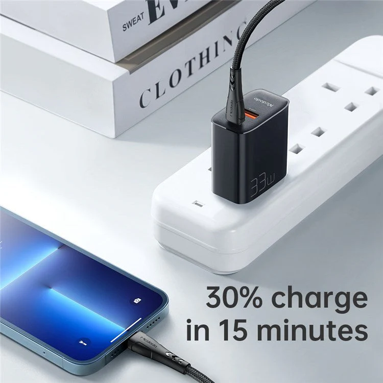 MCDODO MDD PD33W PD Dual Output Fast Compatible Charger Set USB A+USB C Charger Adapter Block with Type-C to Type-C Cable - US Plug - Image 5