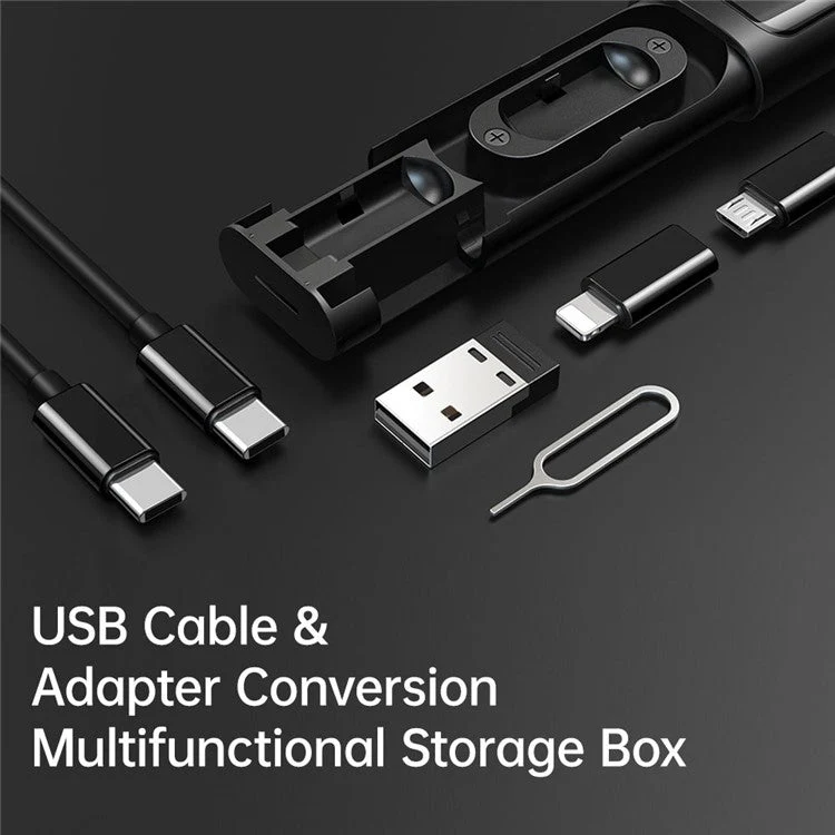 MCDODO WF-1720 Nano Series Multifunctional Fast Charging Data Cable Storage Box Set with Adapter, Eject Pin, Card Slot for Huawei, Xiaomi, Samsung - Black - Image 6