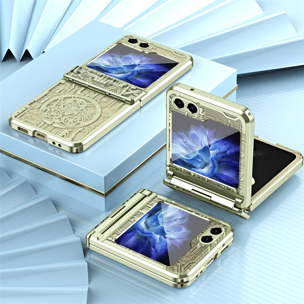 Mechanical Legend Series For Samsung Galaxy Z Flip7 FE 5G / Z Flip6 5G / Z Flip5 5G Case Electroplating Hard PC Phone Cover - Matcha Green - Image 4