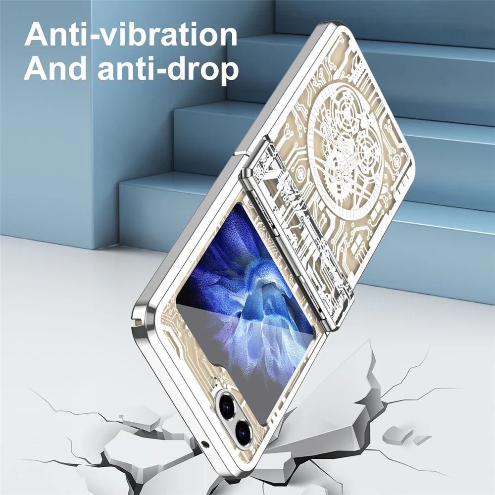 Mechanical Legend Series For Samsung Galaxy Z Flip7 FE 5G / Z Flip6 5G / Z Flip5 5G Case Electroplating Hard PC Phone Cover - Silver - Image 5