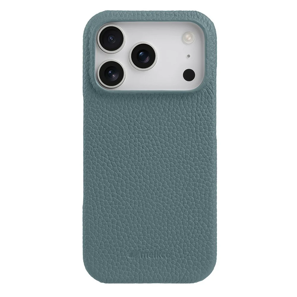 MELKCO For iPhone 17 Pro Max Case Genuine Cow Leather PC Phone Cover Compatible with MagSafe - Blue