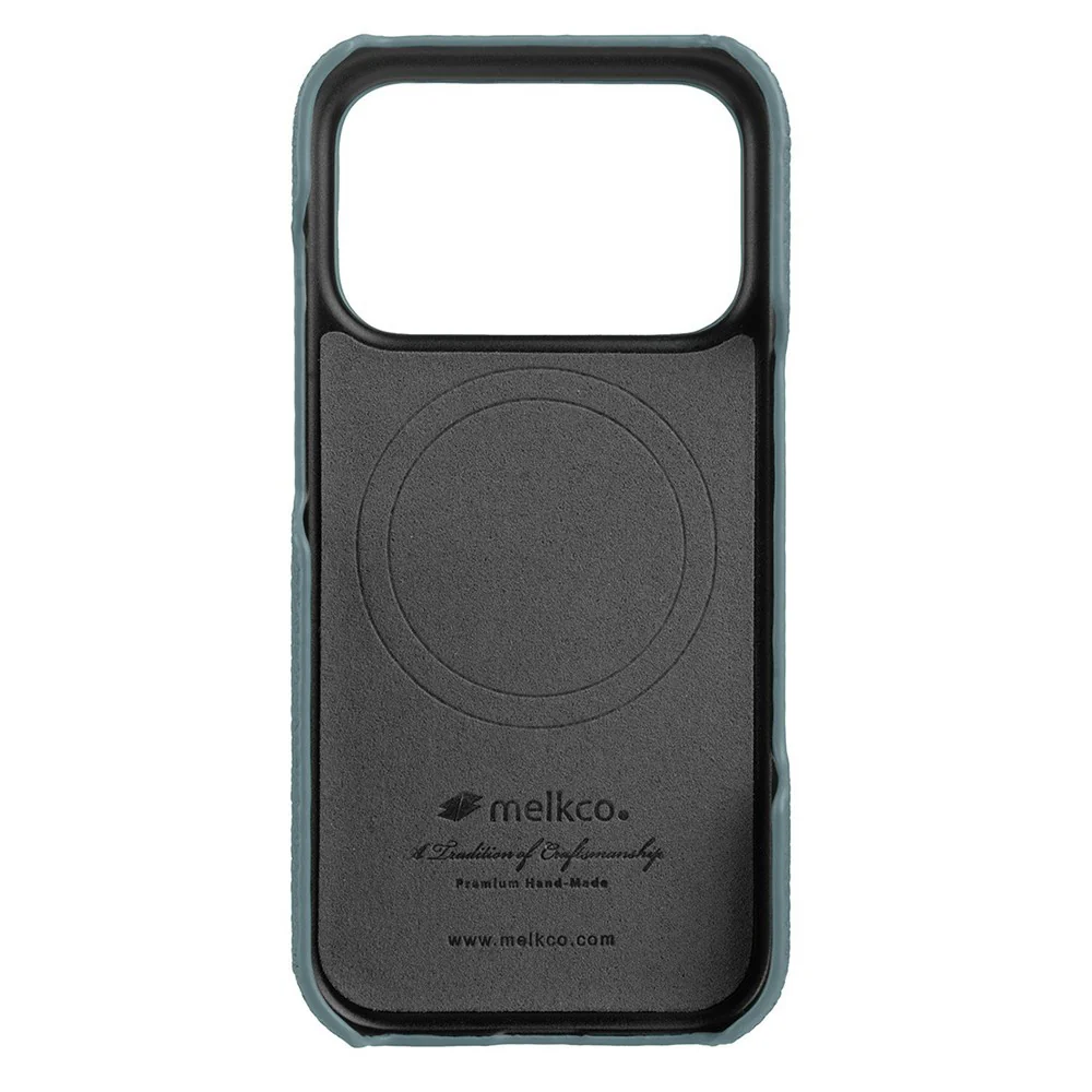 MELKCO For iPhone 17 Pro Max Case Genuine Cow Leather PC Phone Cover Compatible with MagSafe - Blue - Image 4