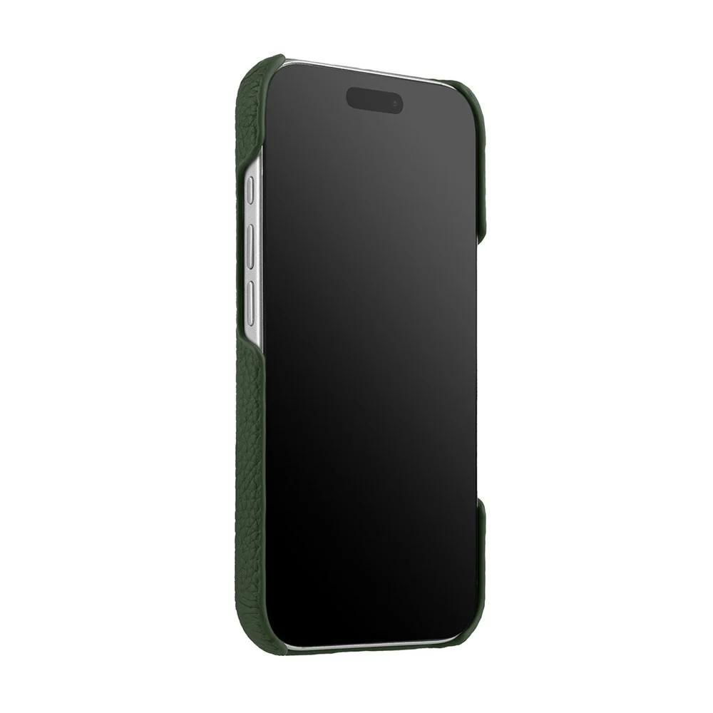 MELKCO For iPhone 17 Pro Max Case Genuine Cow Leather PC Phone Cover Compatible with MagSafe - Dark Green - Image 3