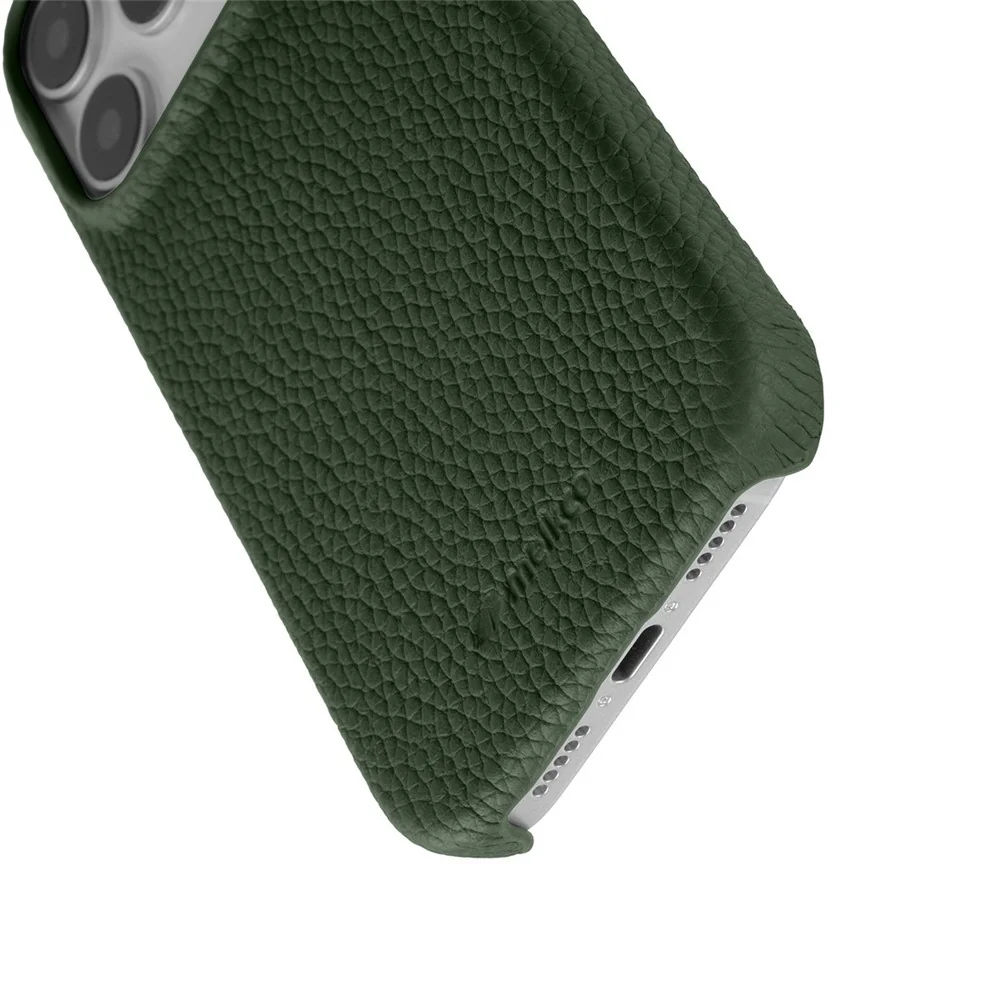 MELKCO For iPhone 17 Pro Max Case Genuine Cow Leather PC Phone Cover Compatible with MagSafe - Dark Green - Image 6