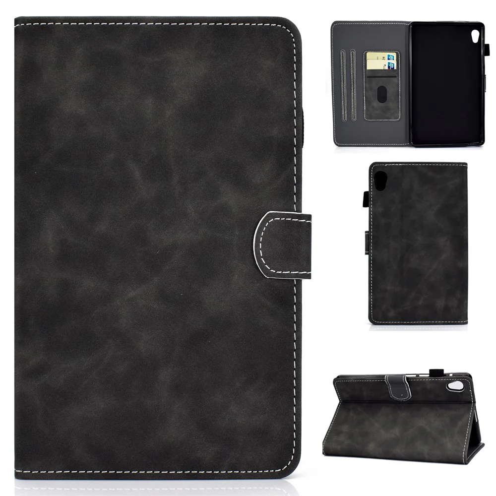 Microfiber Leather with Stand Case and Card Slots for Lenovo Tab M10 HD Gen 2 X306X - Black